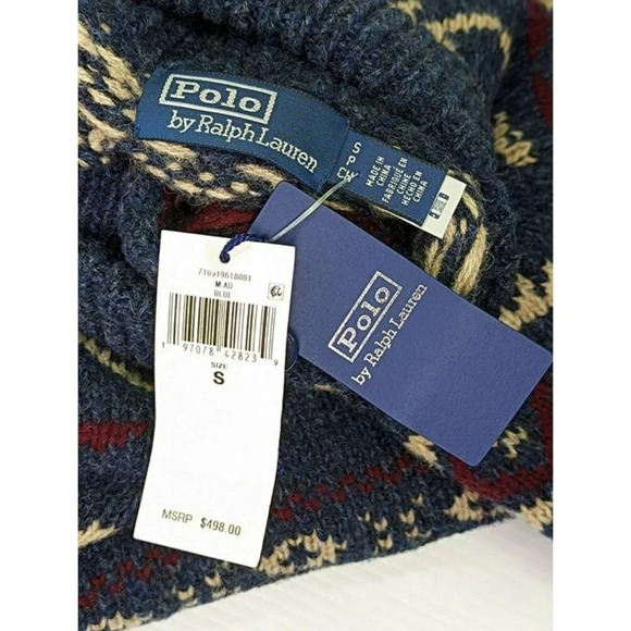 Polo Ralph Lauren Men's Blue Fair Isle-Knit Wool Blend Sweater Size S MSRP $498 - Picture 7 of 8